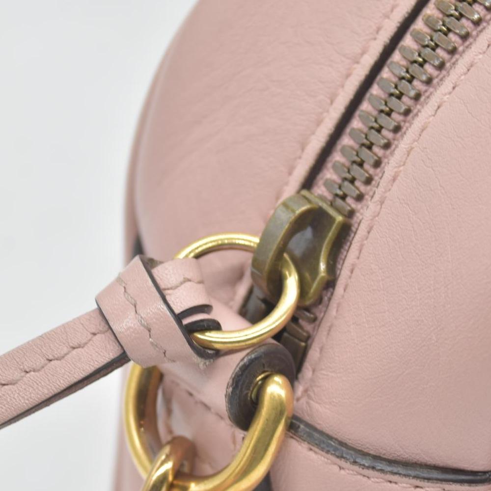 $1950 Gucci Calfskin Matelasse Small GG Marmont Chain Shoulder Bag Perfect Pink