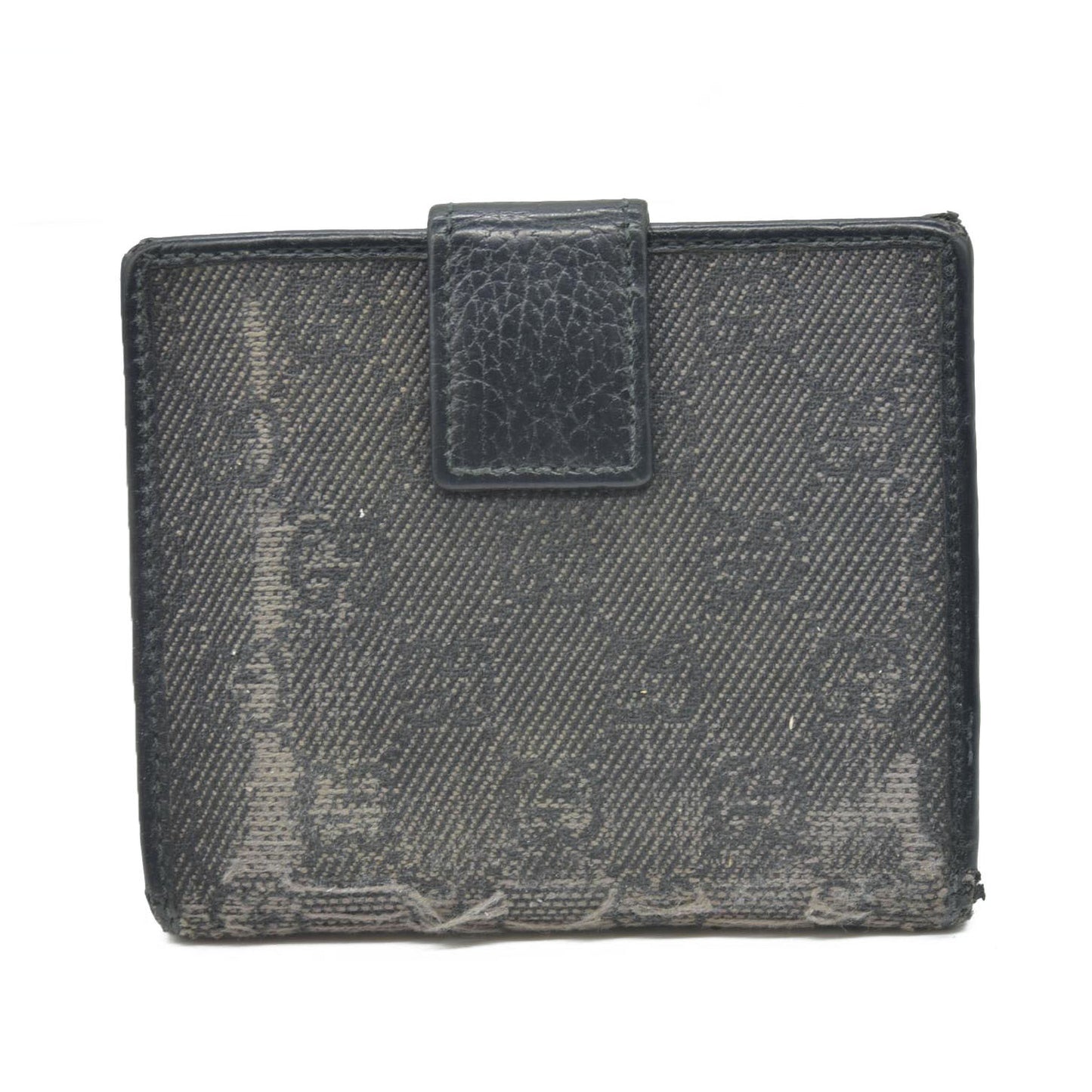 Gucci  Calfskin Denim Monogram French Flap Wallet