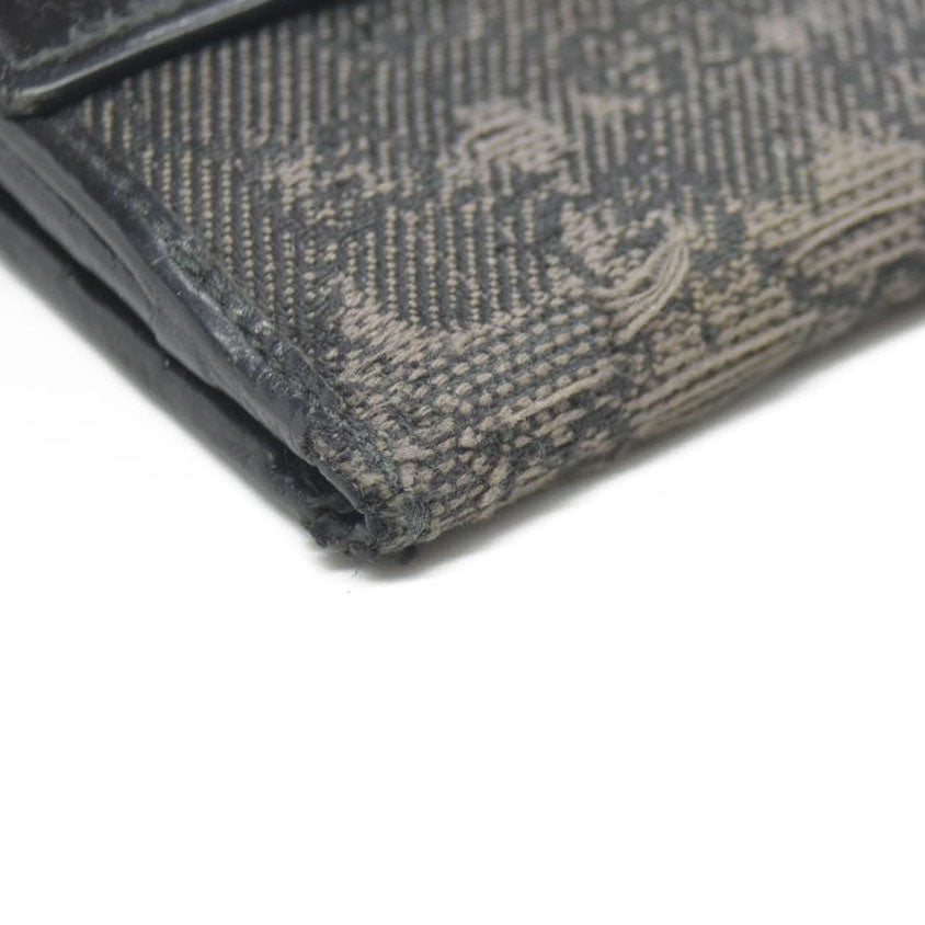 Gucci  Calfskin Denim Monogram French Flap Wallet