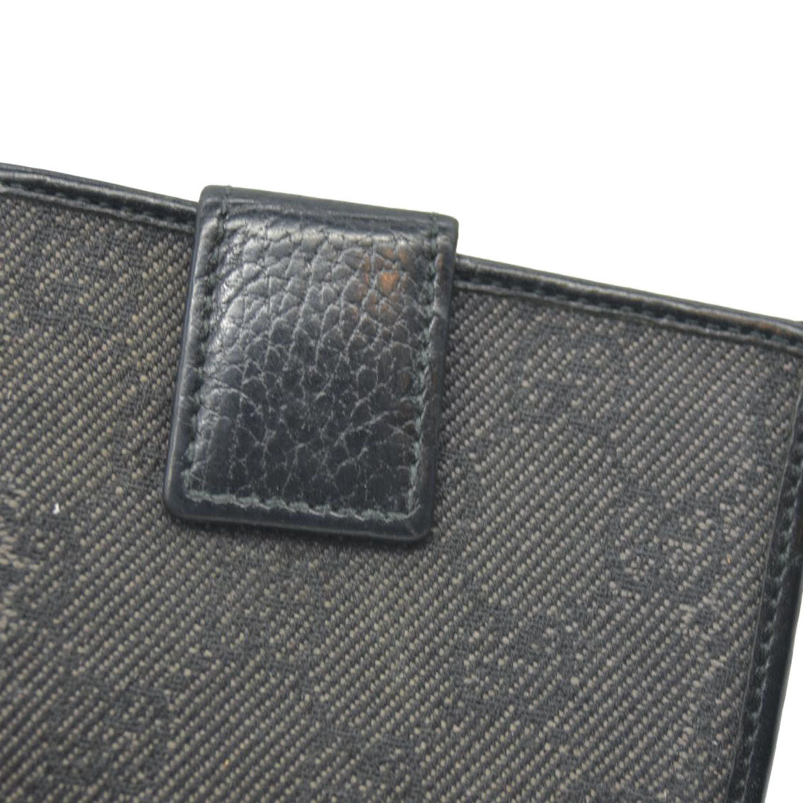 Gucci  Calfskin Denim Monogram French Flap Wallet