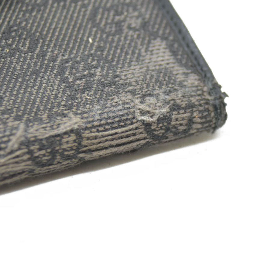 Gucci  Calfskin Denim Monogram French Flap Wallet