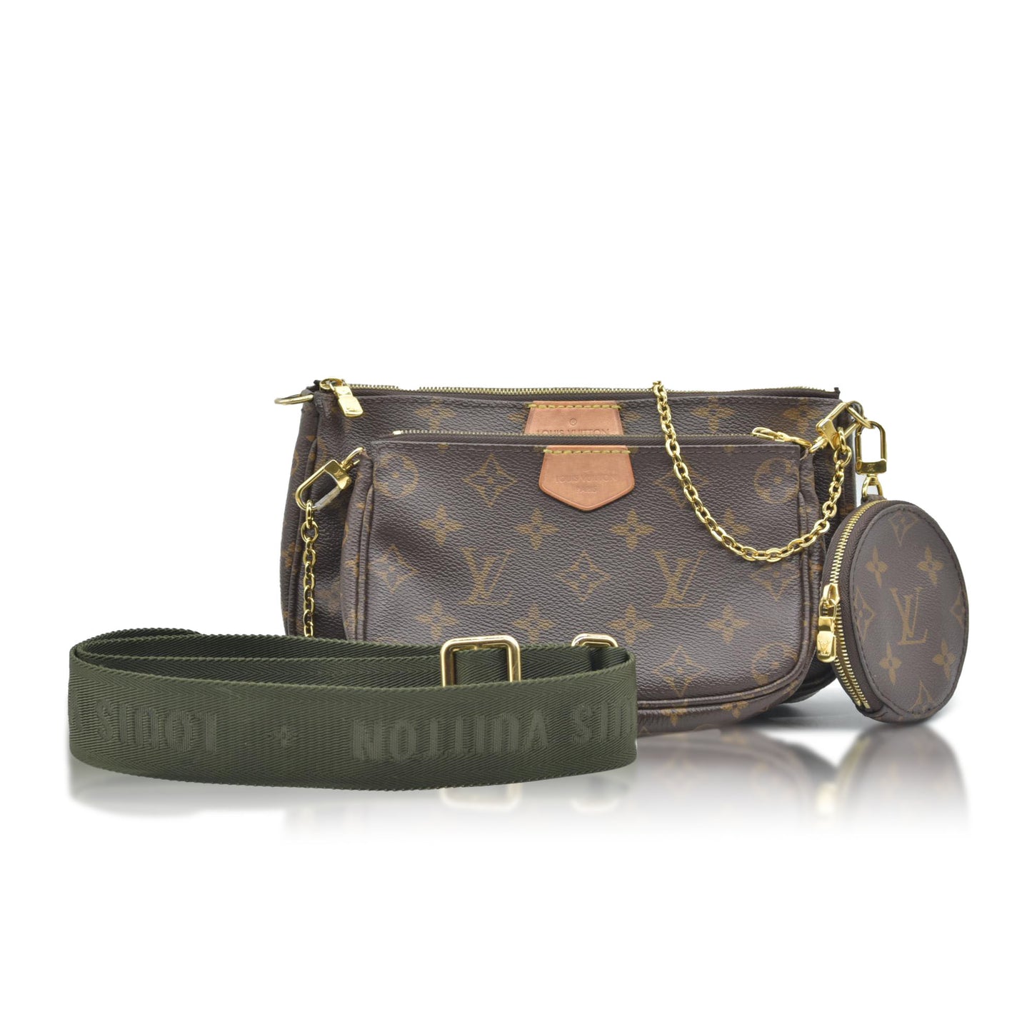 $2840 LOUIS VUITTON  Monogram Multi Pochette Accessories Kaki SD2260