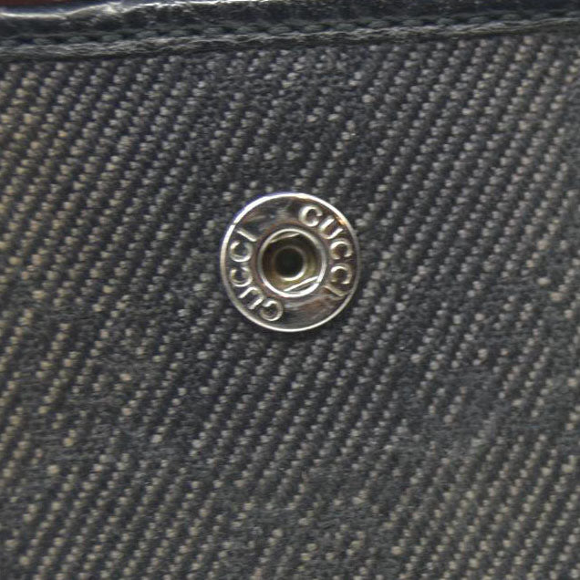 Gucci  Calfskin Denim Monogram French Flap Wallet