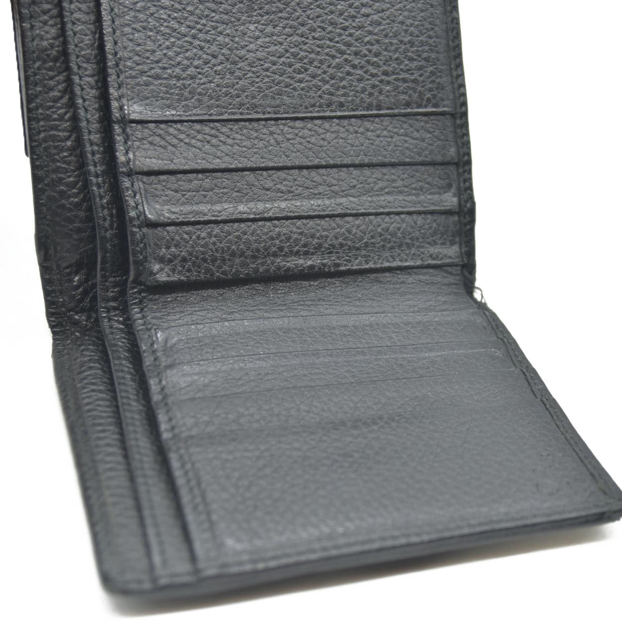 Gucci  Calfskin Denim Monogram French Flap Wallet