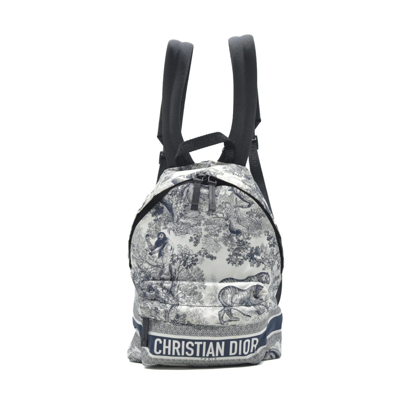 Christian Dior Nylon Technical Fabric Toile De Jouy Small Diortravel Backpack Blue