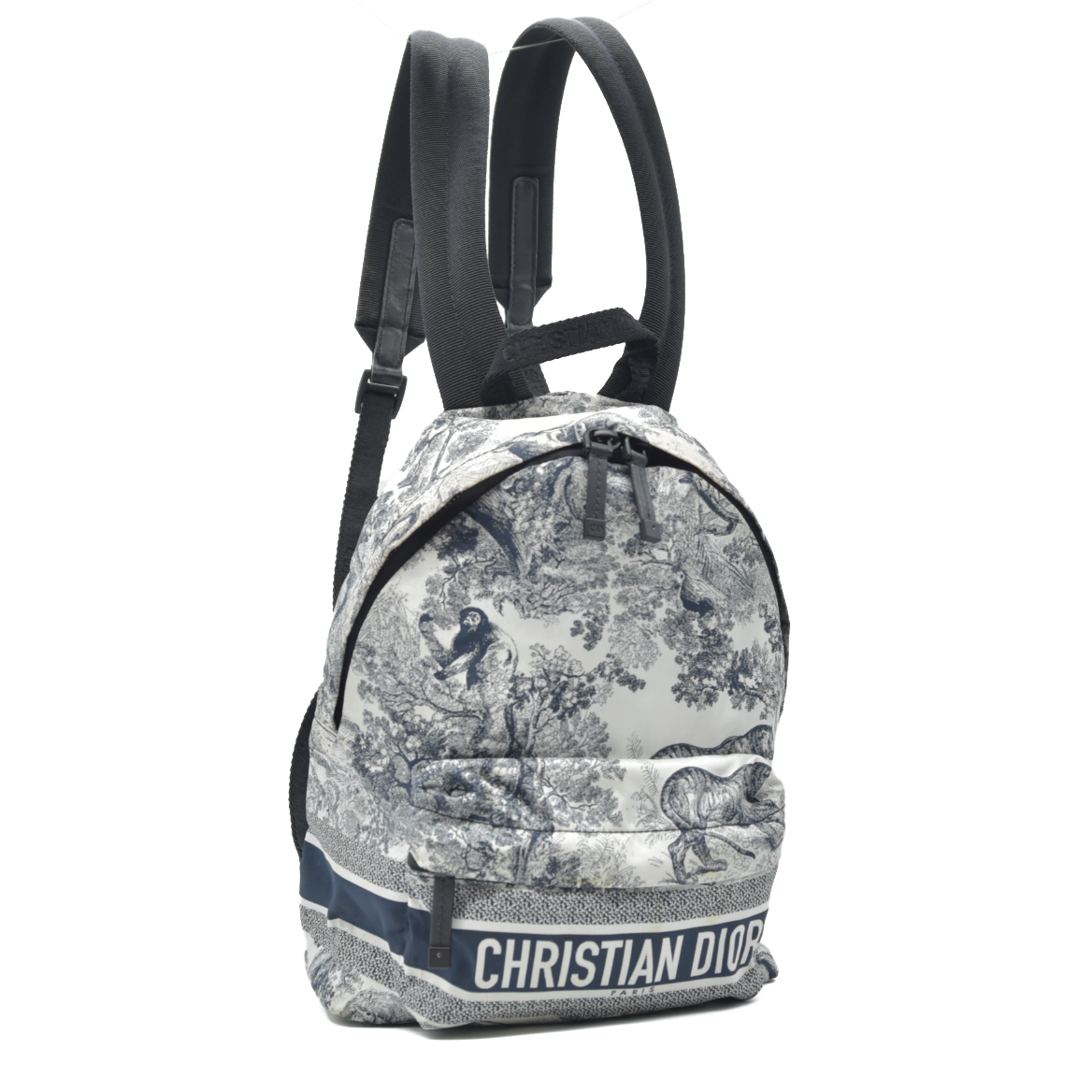 Christian Dior Nylon Technical Fabric Toile De Jouy Small Diortravel Backpack Blue