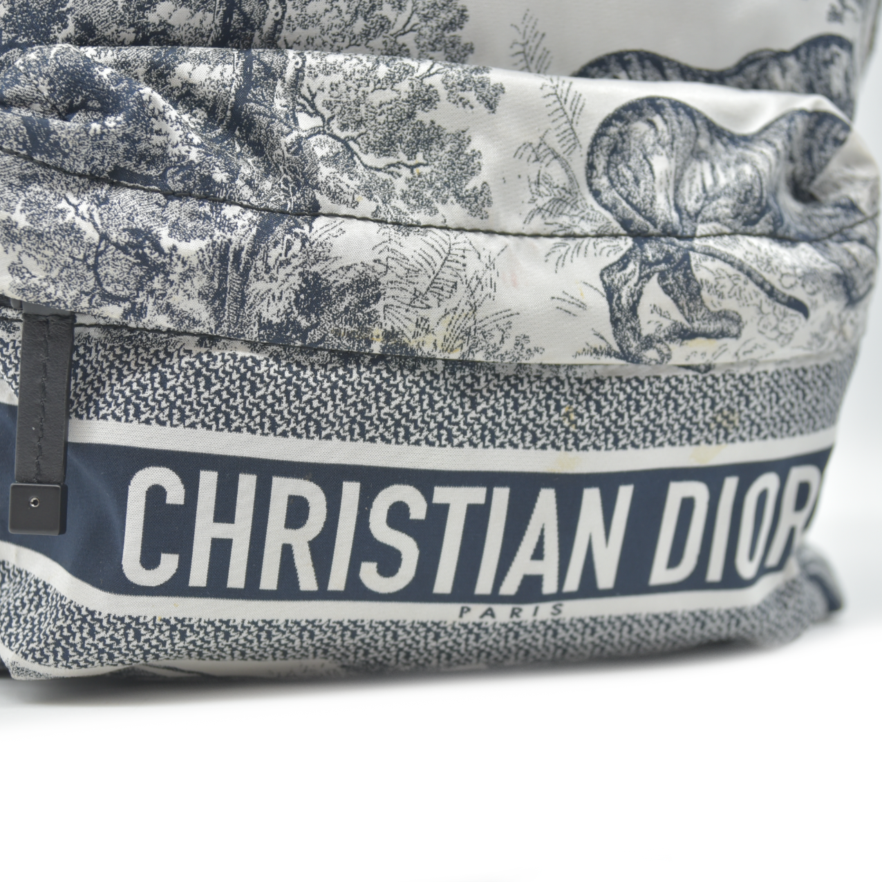 Christian Dior Nylon Technical Fabric Toile De Jouy Small Diortravel Backpack Blue