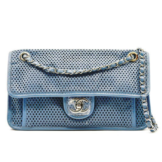 CHANEL Perforated Calfskin Large Up In The Air Flap Blue