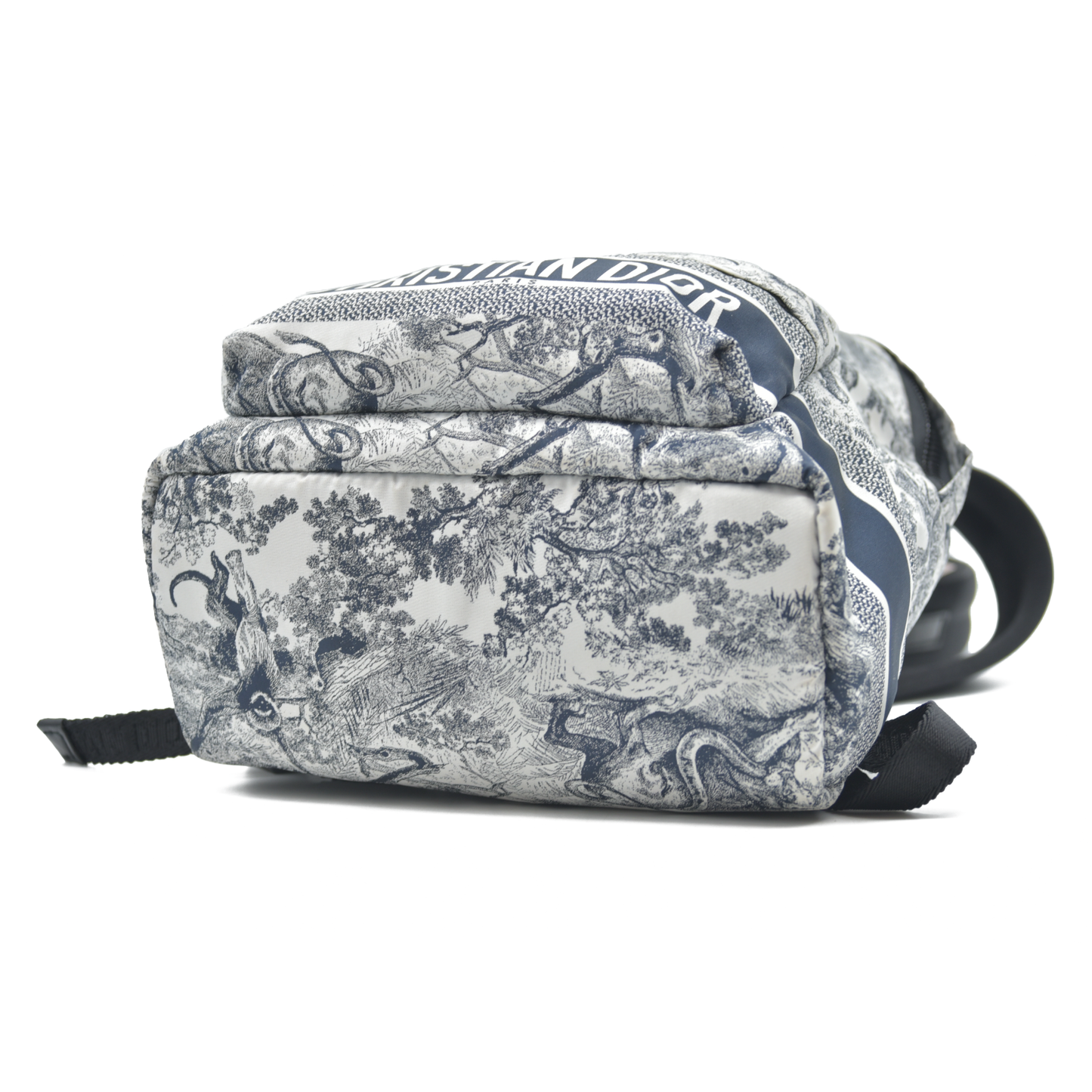 Christian Dior Nylon Technical Fabric Toile De Jouy Small Diortravel Backpack Blue