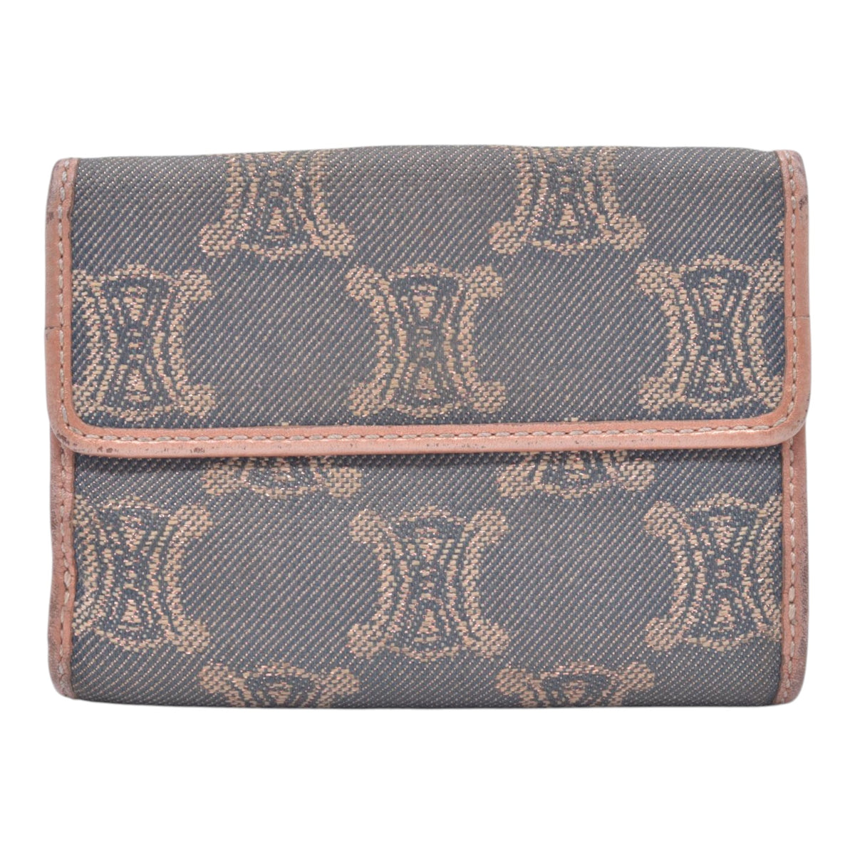 $260 CELINE Triomphe Macadam Canvas Compact Bifold Wallet CONSIGNMENT 10021494