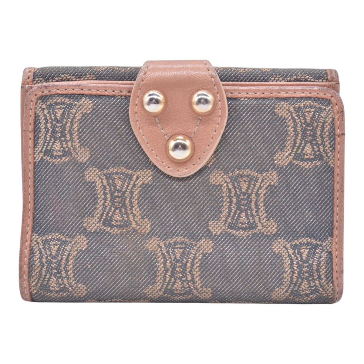$260 CELINE Triomphe Macadam Canvas Compact Bifold Wallet CONSIGNMENT 10021494