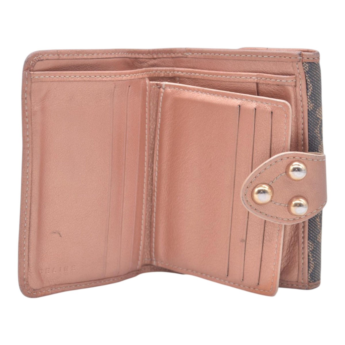 $260 CELINE Triomphe Macadam Canvas Compact Bifold Wallet CONSIGNMENT 10021494
