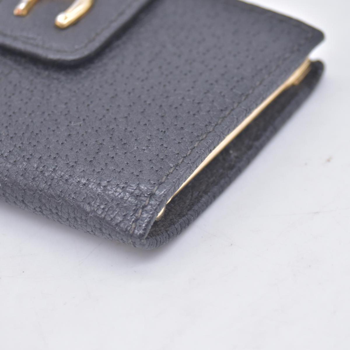 $300 GUCCI Vintage Leather Horseshoe Kisslock French Purse Wallet Black CONSIGNMENT 10021496