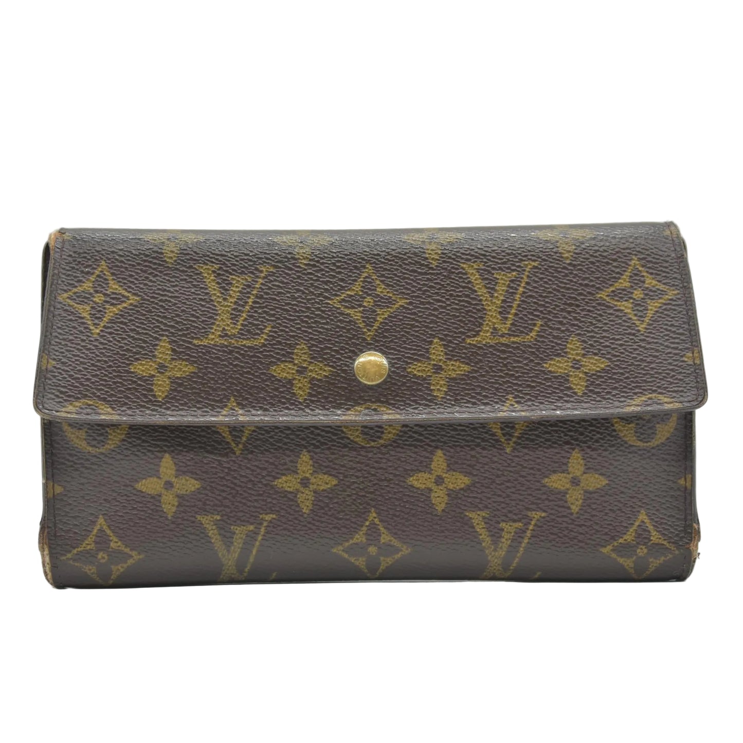 $770 2004 Louis Vuitton Monogram Porte Tresor International Trifold Long Wallet TH0014