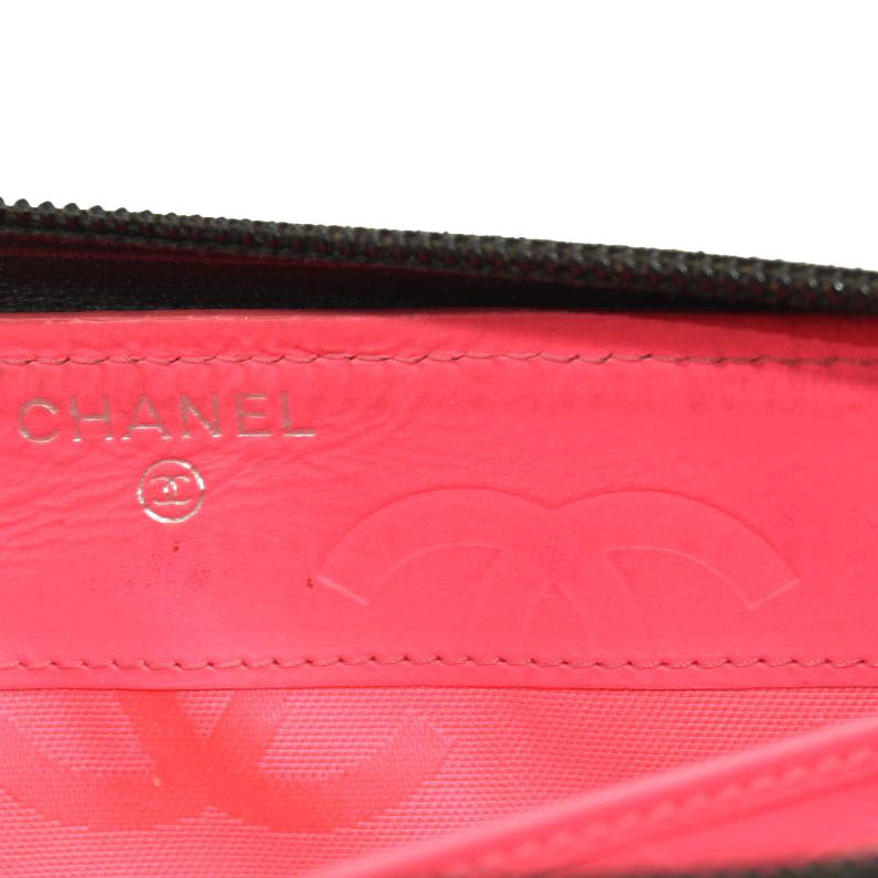 CHANEL Calfskin Quilted Cambon Zip Around Wallet Black 17*