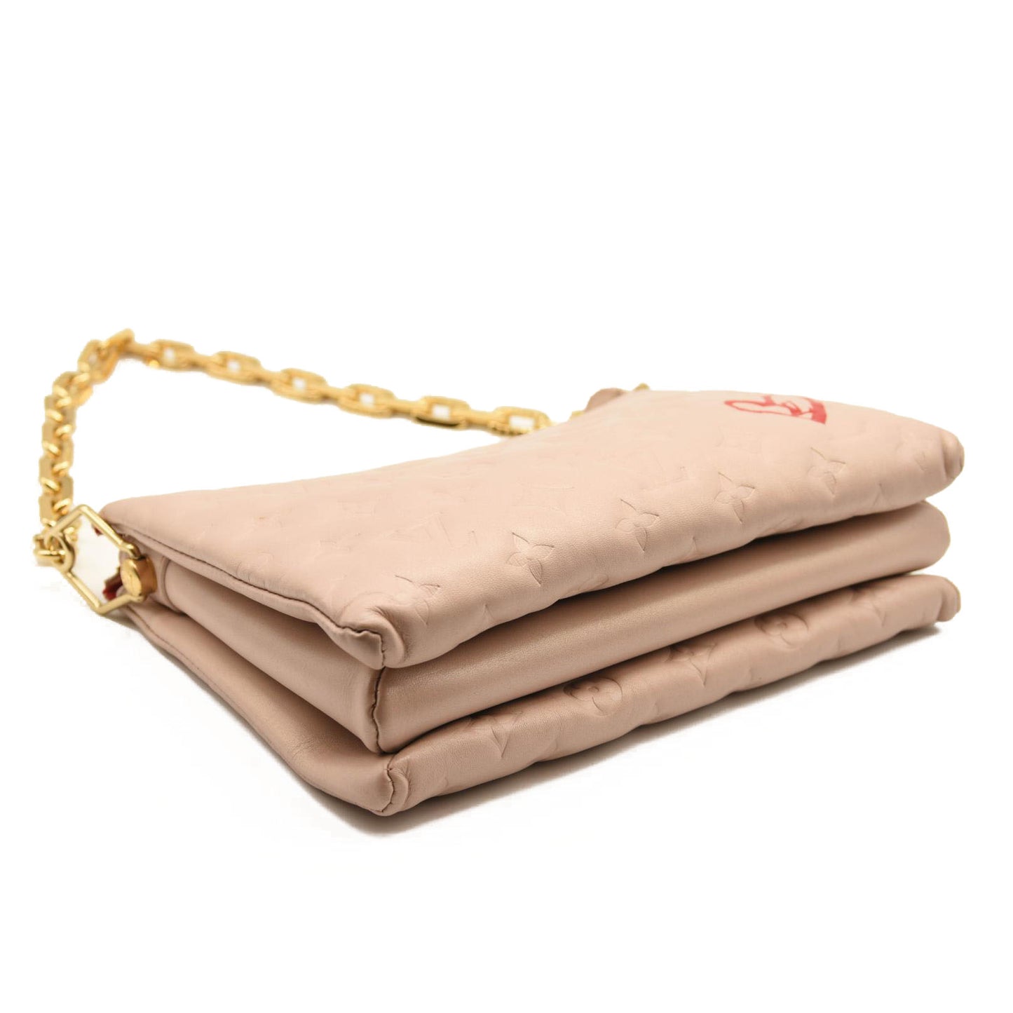 LOUIS VUITTON Lambskin Embossed Monogram Fall In Love Coussin PM Dragée Light Pink