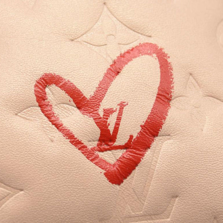 LOUIS VUITTON Lambskin Embossed Monogram Fall In Love Coussin PM Dragée Light Pink