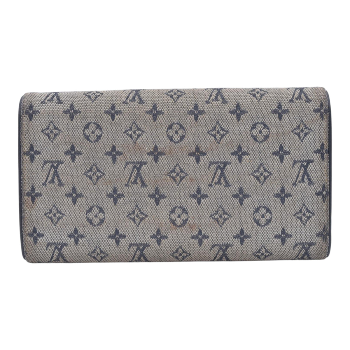$280 LOUIS VUITTON Monogram Mini Lin Flap Wallet Grey CONSIGNMENT 10021491