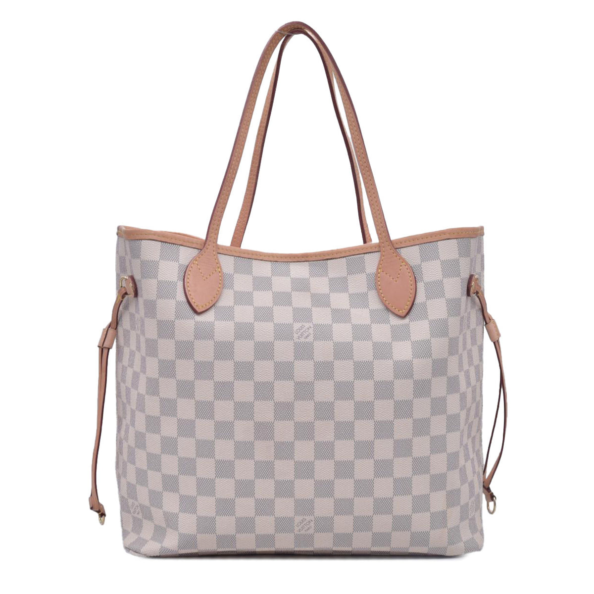 $2240 Louis Vuitton Damier Azur Neo Neverfull MM Rose Ballerine with Pouch RFID