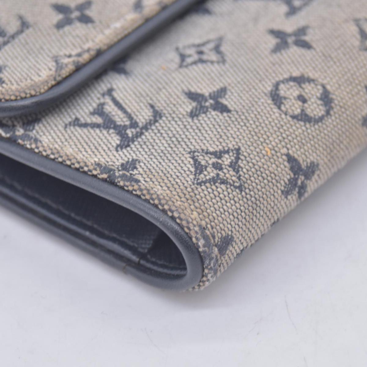 $280 LOUIS VUITTON Monogram Mini Lin Flap Wallet Grey CONSIGNMENT 10021491