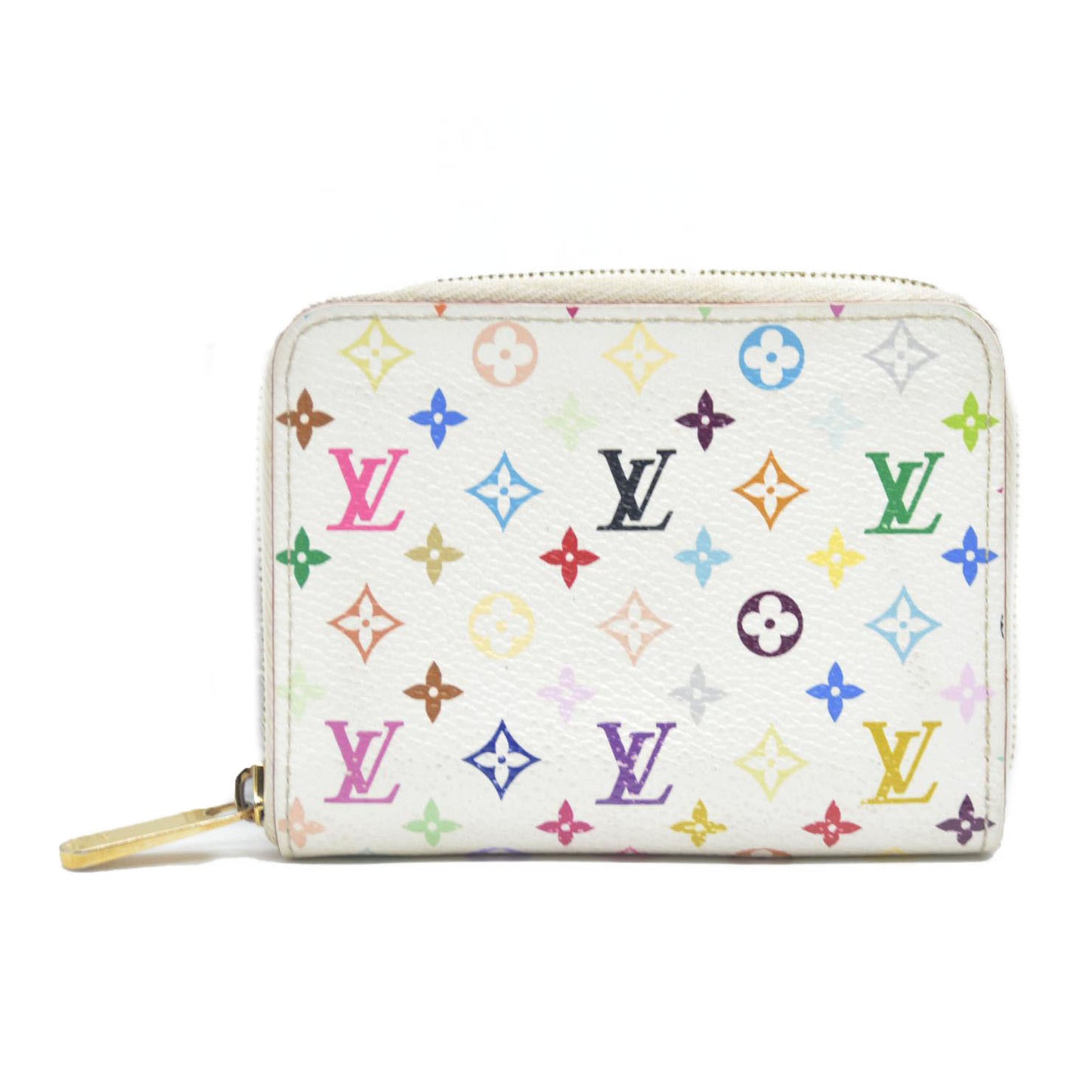 Louis Vuitton Multicolor Zippy Zip Leather Coin Purse Wallet White TS2102