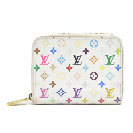 Louis Vuitton Multicolor Zippy Zip Leather Coin Purse Wallet White TS2102