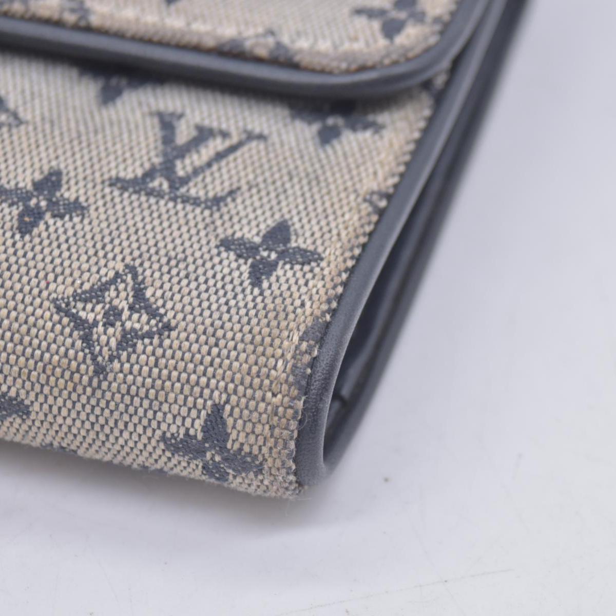$280 LOUIS VUITTON Monogram Mini Lin Flap Wallet Grey CONSIGNMENT 10021491