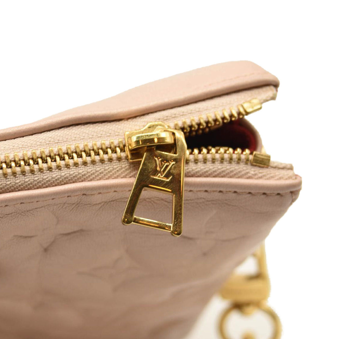 LOUIS VUITTON Lambskin Embossed Monogram Fall In Love Coussin PM Dragée Light Pink