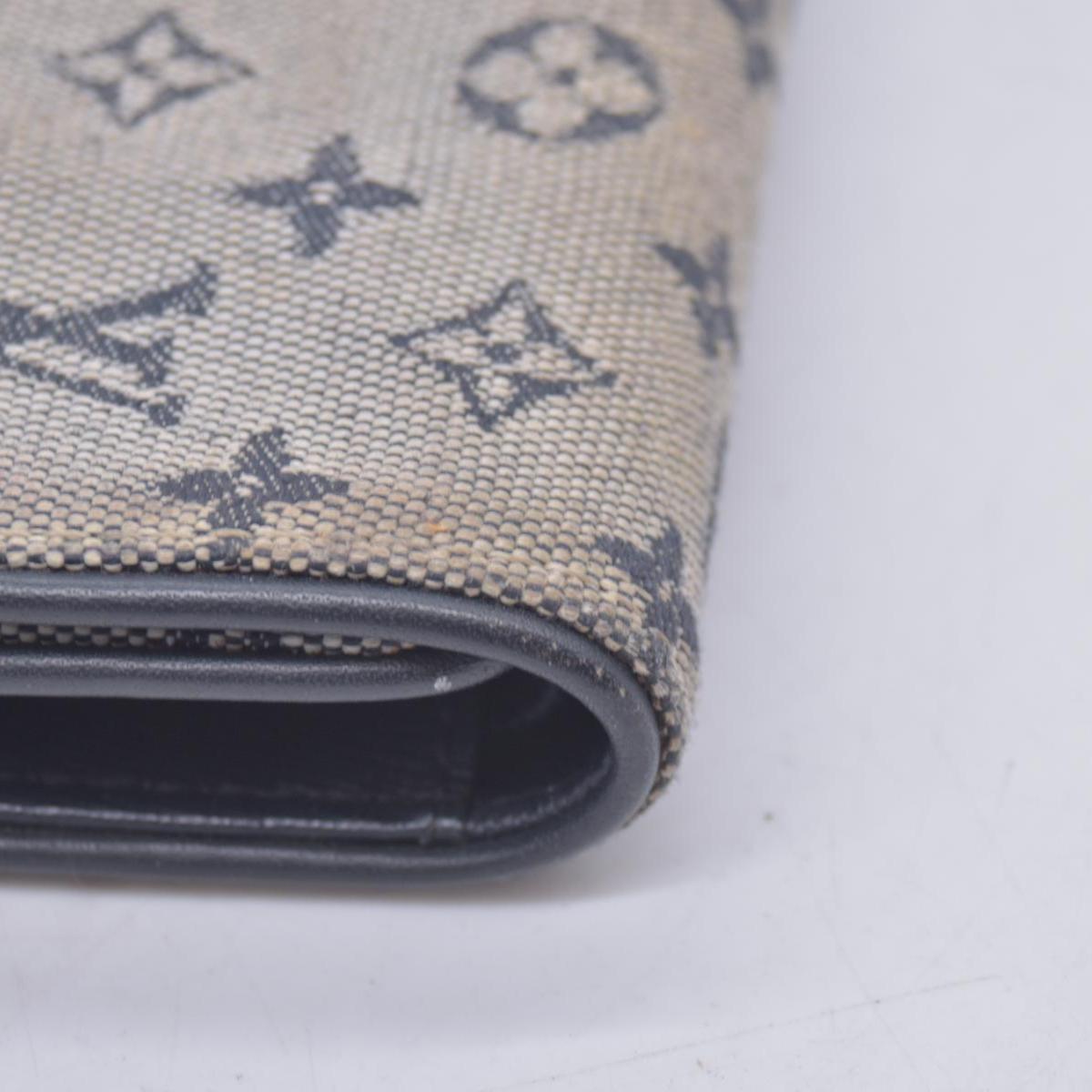 $280 LOUIS VUITTON Monogram Mini Lin Flap Wallet Grey CONSIGNMENT 10021491