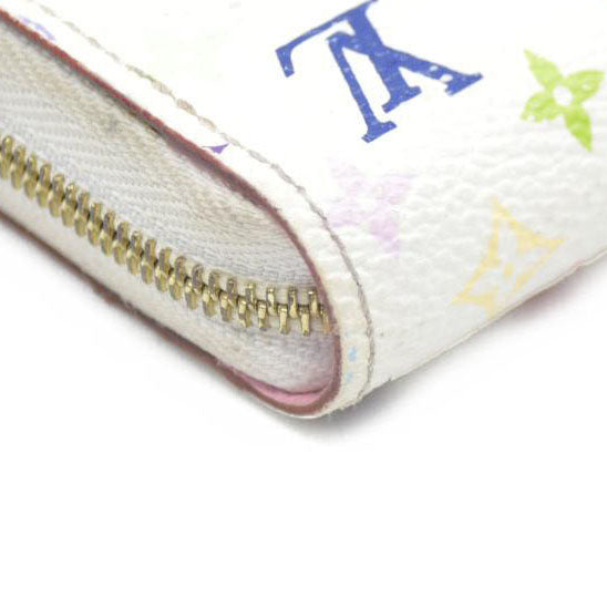 Louis Vuitton Multicolor Zippy Zip Leather Coin Purse Wallet White TS2102