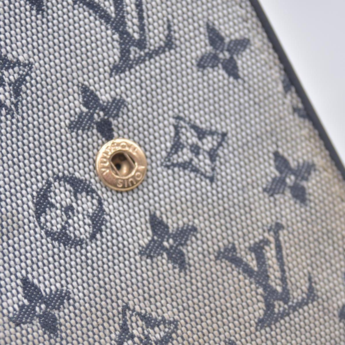 $280 LOUIS VUITTON Monogram Mini Lin Flap Wallet Grey CONSIGNMENT 10021491