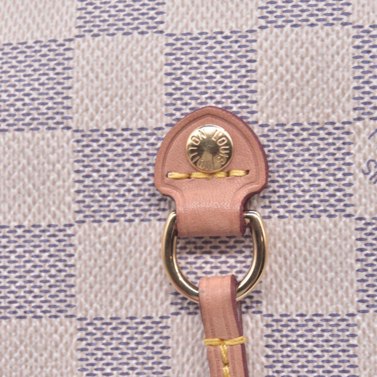 $2240 Louis Vuitton Damier Azur Neo Neverfull MM Rose Ballerine with Pouch RFID