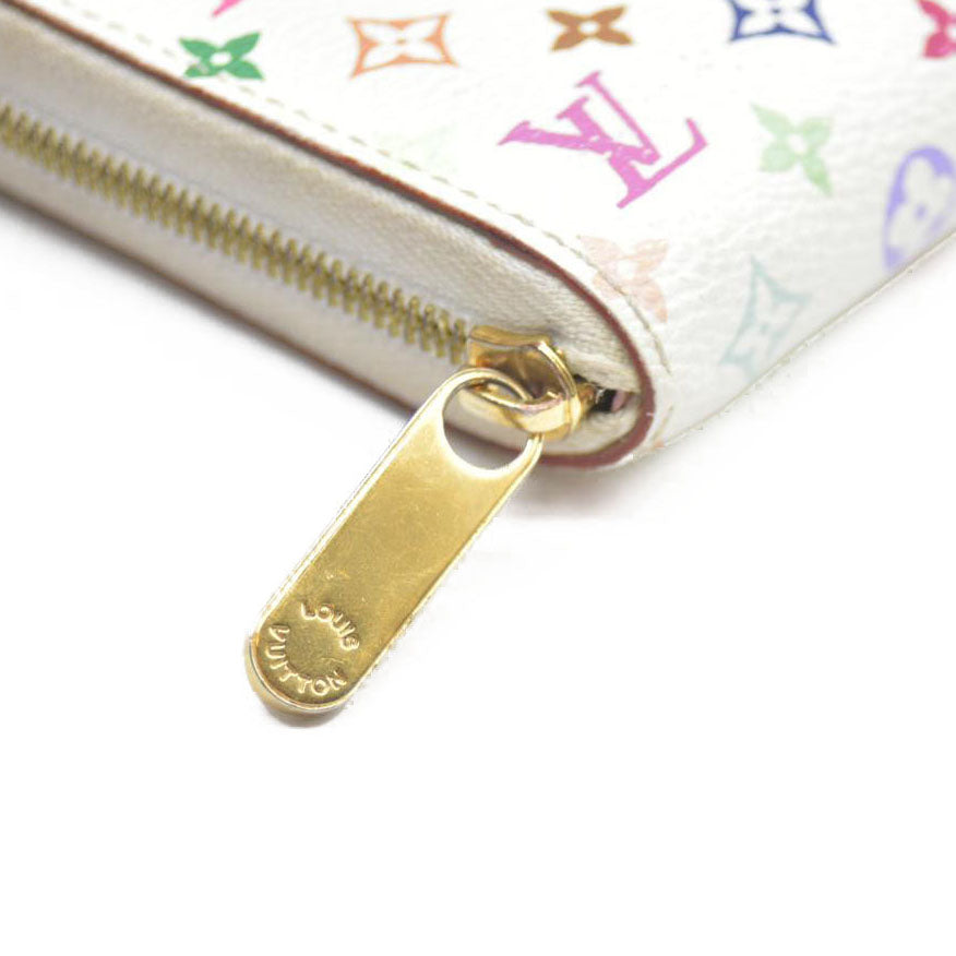 Louis Vuitton Multicolor Zippy Zip Leather Coin Purse Wallet White TS2102