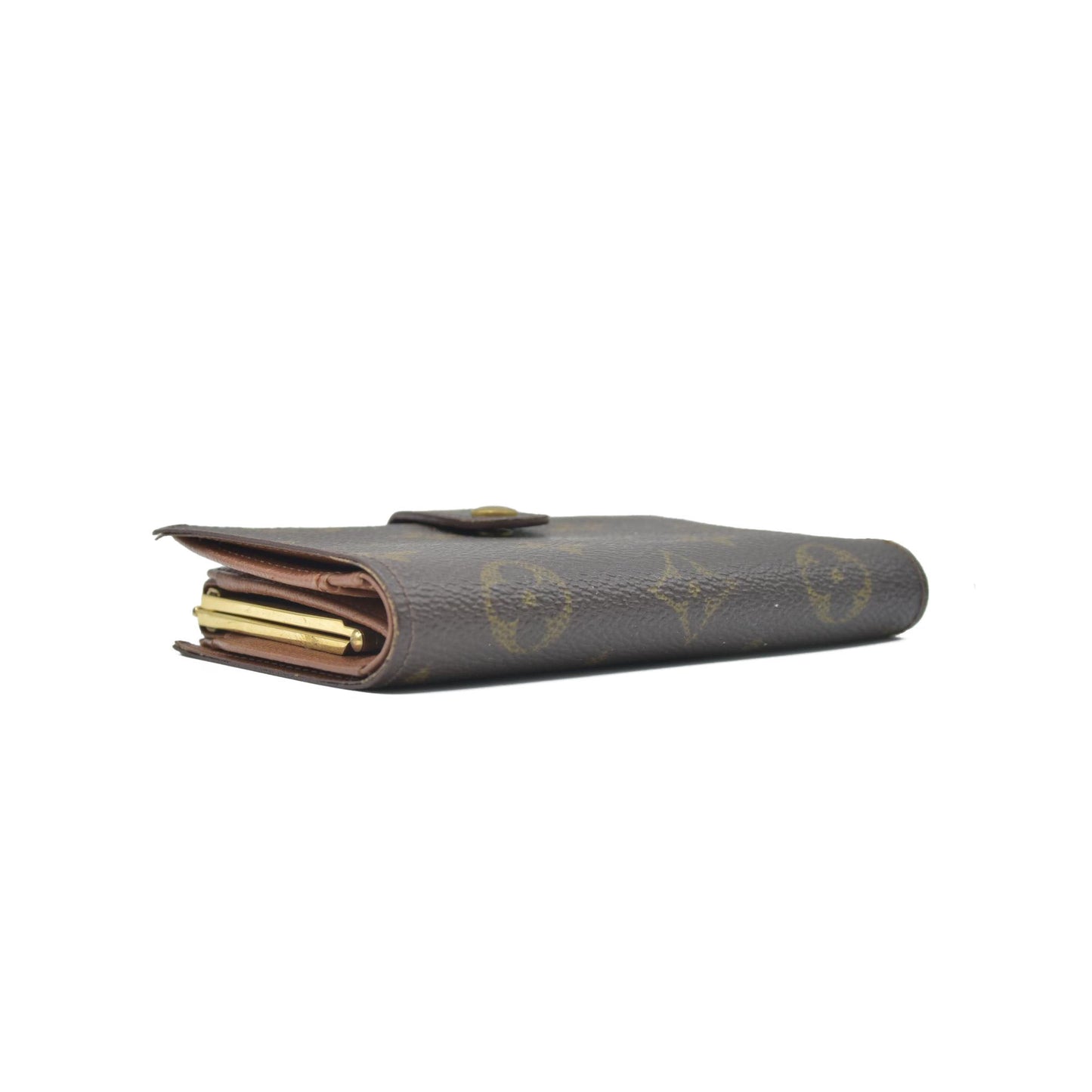 $750 1997 Louis Vuitton French Kisslock Monogram Compact Wallet MI0977
