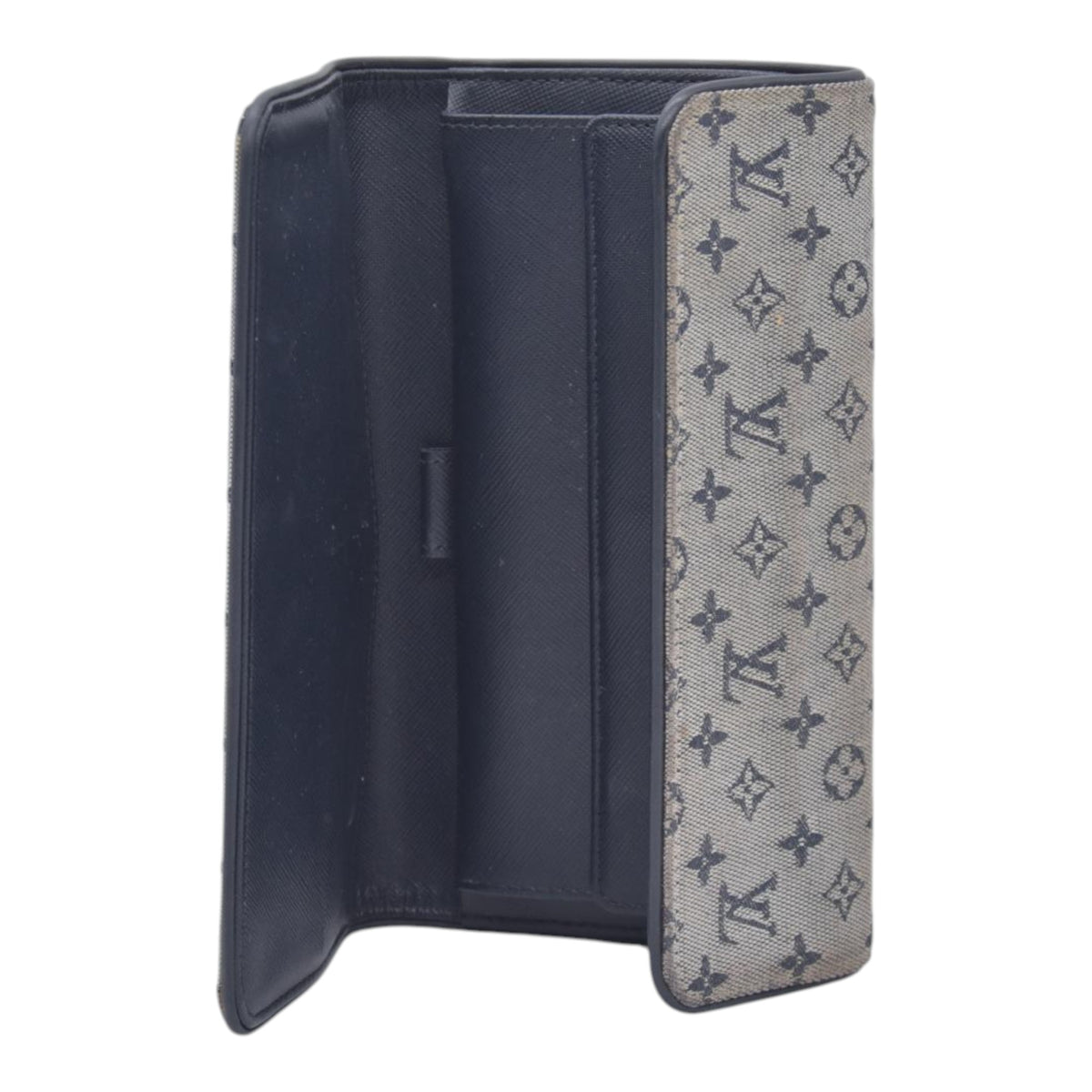 $280 LOUIS VUITTON Monogram Mini Lin Flap Wallet Grey CONSIGNMENT 10021491