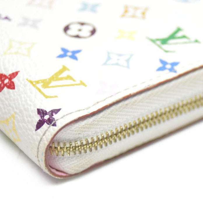 Louis Vuitton Multicolor Zippy Zip Leather Coin Purse Wallet White TS2102