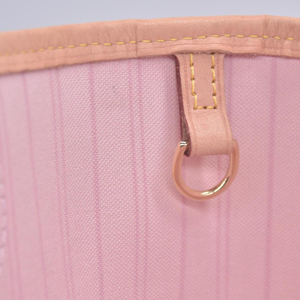 $2240 Louis Vuitton Damier Azur Neo Neverfull MM Rose Ballerine with Pouch RFID