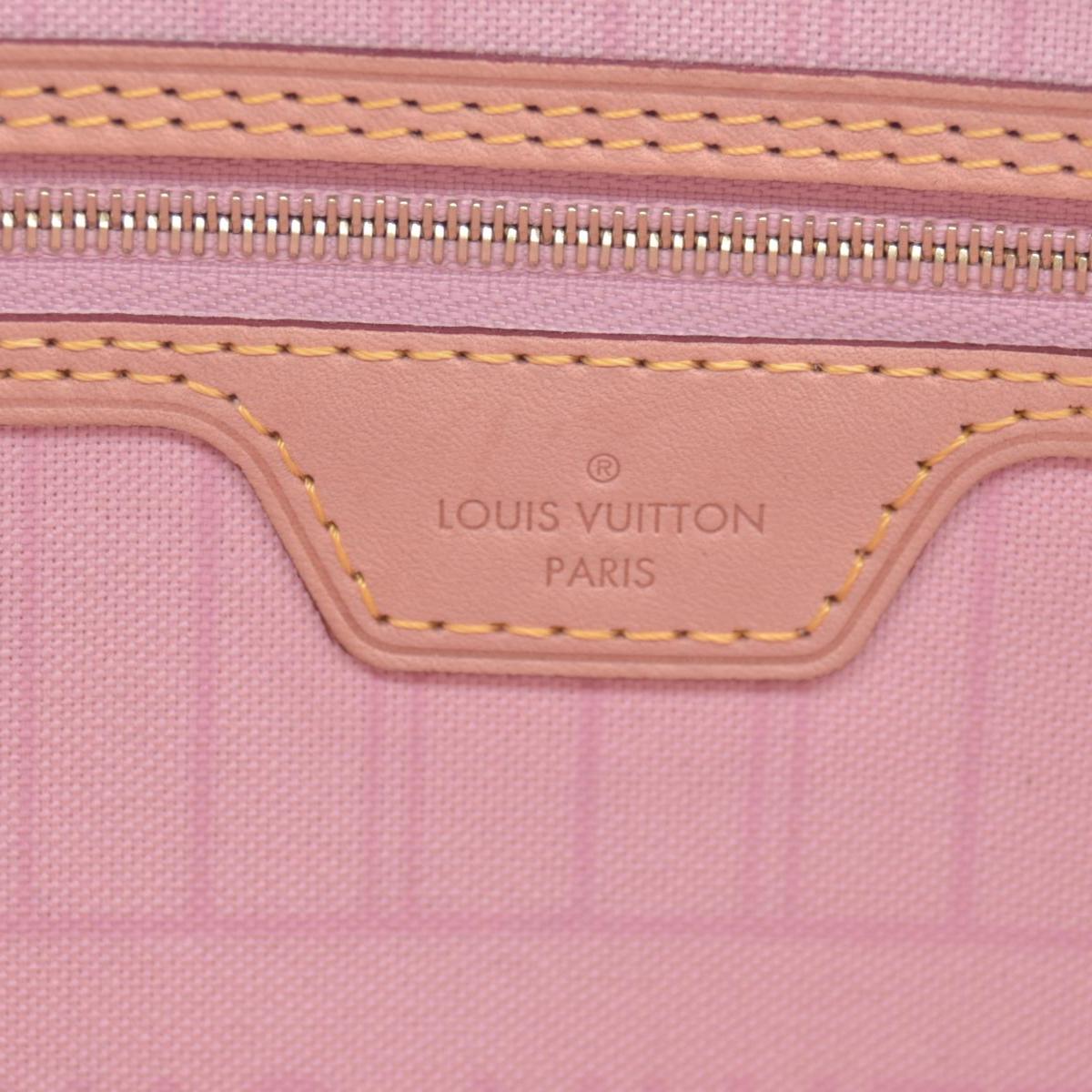 $2240 Louis Vuitton Damier Azur Neo Neverfull MM Rose Ballerine with Pouch RFID