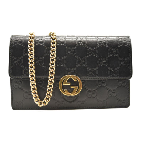 USED GUCCI Guccissima Icon Chain Wallet Black