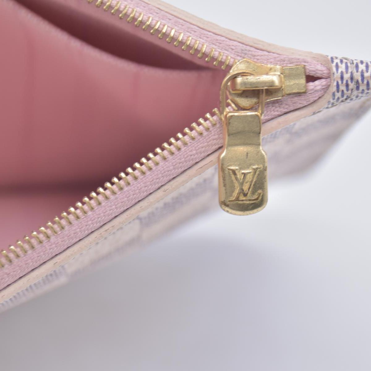 $2240 Louis Vuitton Damier Azur Neo Neverfull MM Rose Ballerine with Pouch RFID