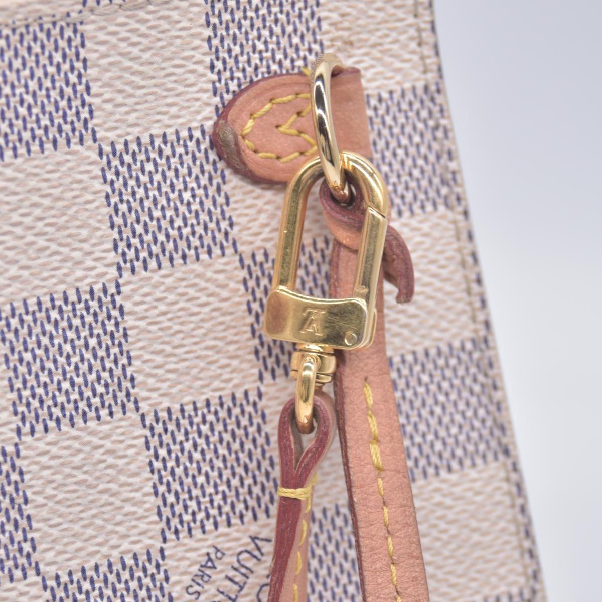 $2240 Louis Vuitton Damier Azur Neo Neverfull MM Rose Ballerine with Pouch RFID