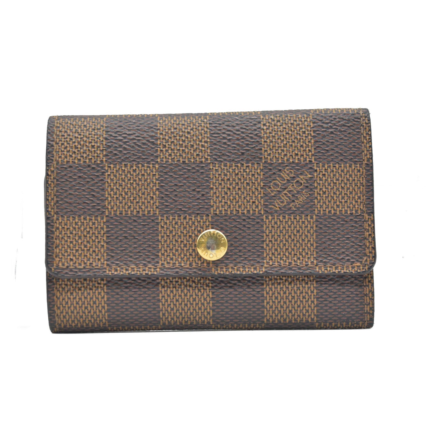 Louis Vuitton Damier Porte Monnaie Plat Coin Purse Wallet Brown RA2191