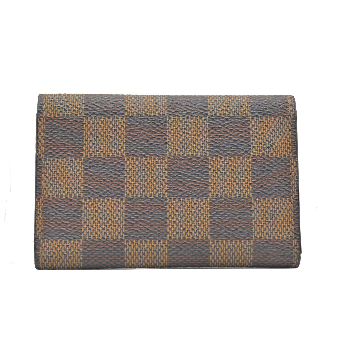 Louis Vuitton Damier Porte Monnaie Plat Coin Purse Wallet Brown RA2191