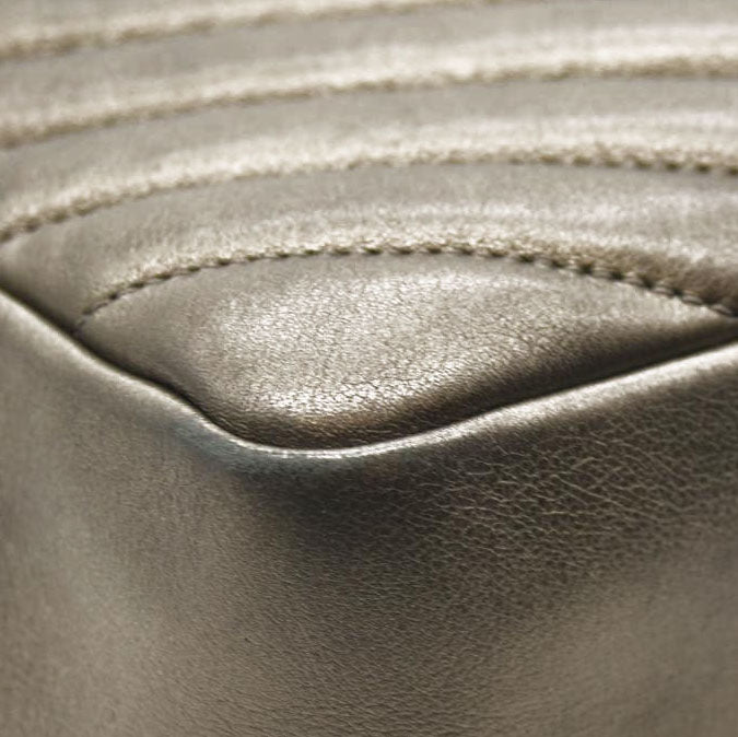 SAINT LAURENT Metallic Calfskin Matelasse Monogram Lou Camera Bag Silver