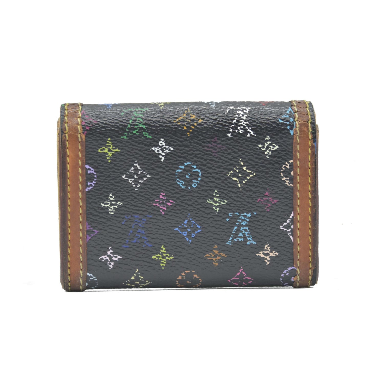 $550 2008 Louis Vuitton Monogram Multicolor Porte Monnaie Plat Coin Purse MI0018