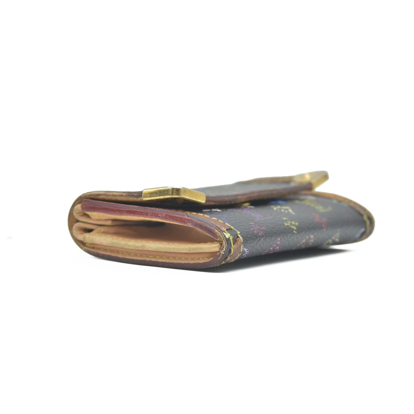 $550 2008 Louis Vuitton Monogram Multicolor Porte Monnaie Plat Coin Purse MI0018