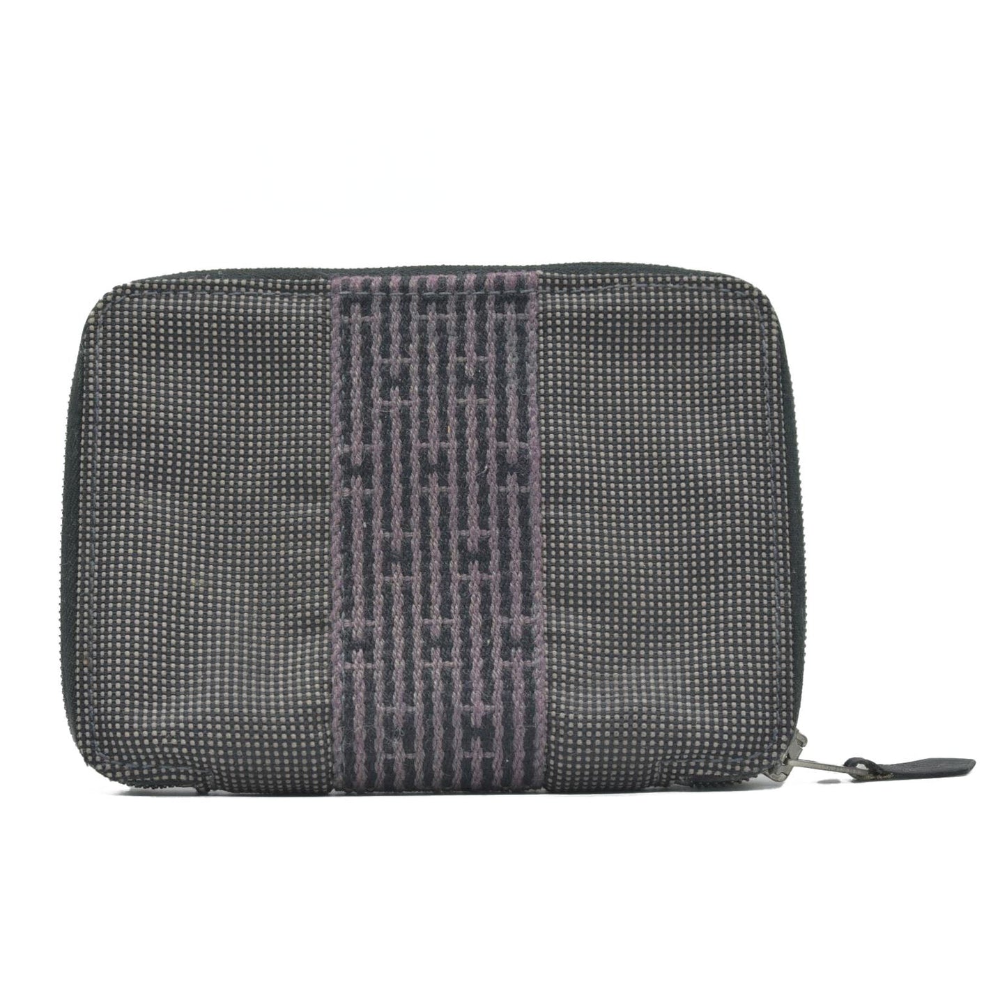 $1,150 Hermes Her Line PM Canvas Zip Around Wallet Gray
