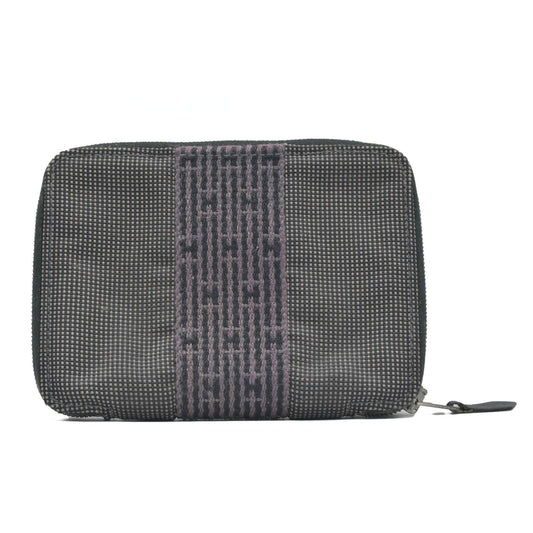 $1,150 Hermes Her Line PM Canvas Zip Around Wallet Gray