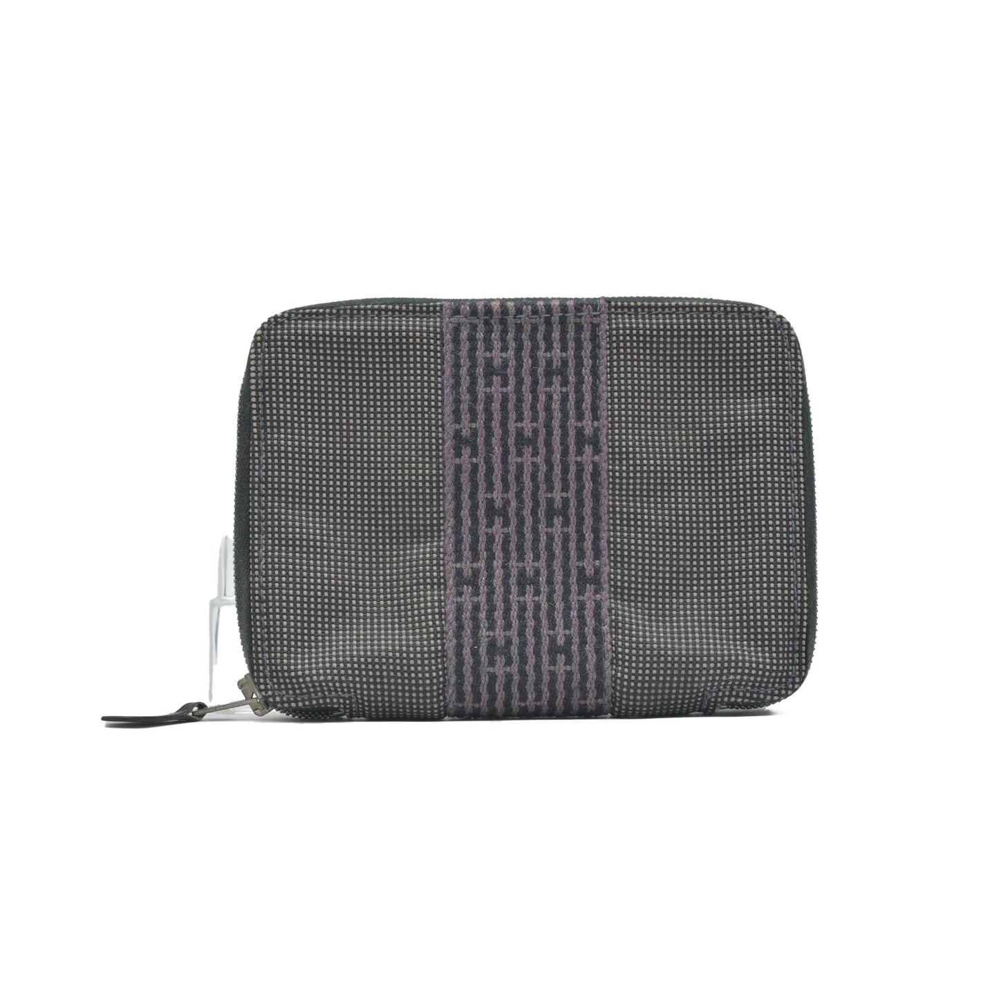 $1,150 Hermes Her Line PM Canvas Zip Around Wallet Gray