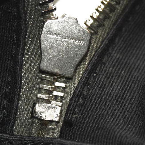 SAINT LAURENT Metallic Calfskin Matelasse Monogram Lou Camera Bag Silver